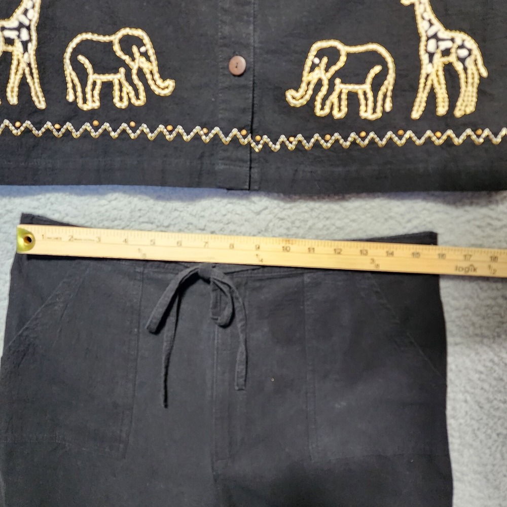 Allison Whitmore‎ Blouse Capri Set Size PXL Safari Black Animal Petite - Picture 8 of 13